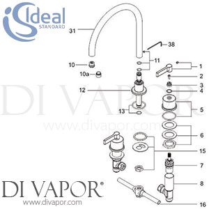 Ideal Standard Silver Kit Mixer Rim Mounted 3H Kitchen Tap Spare Parts - IDL DV 288